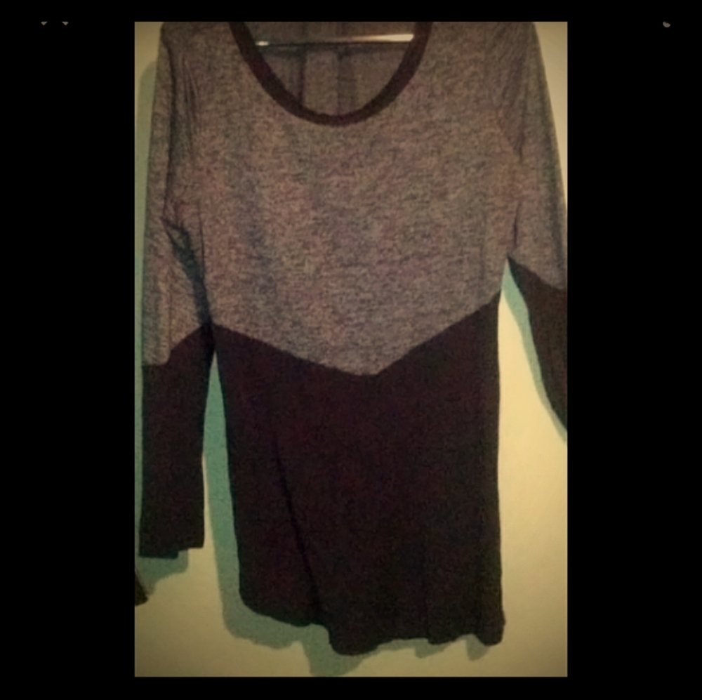 Blue, mid-way long sleeve shirt